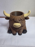 JNS 3D Hiland cow planter