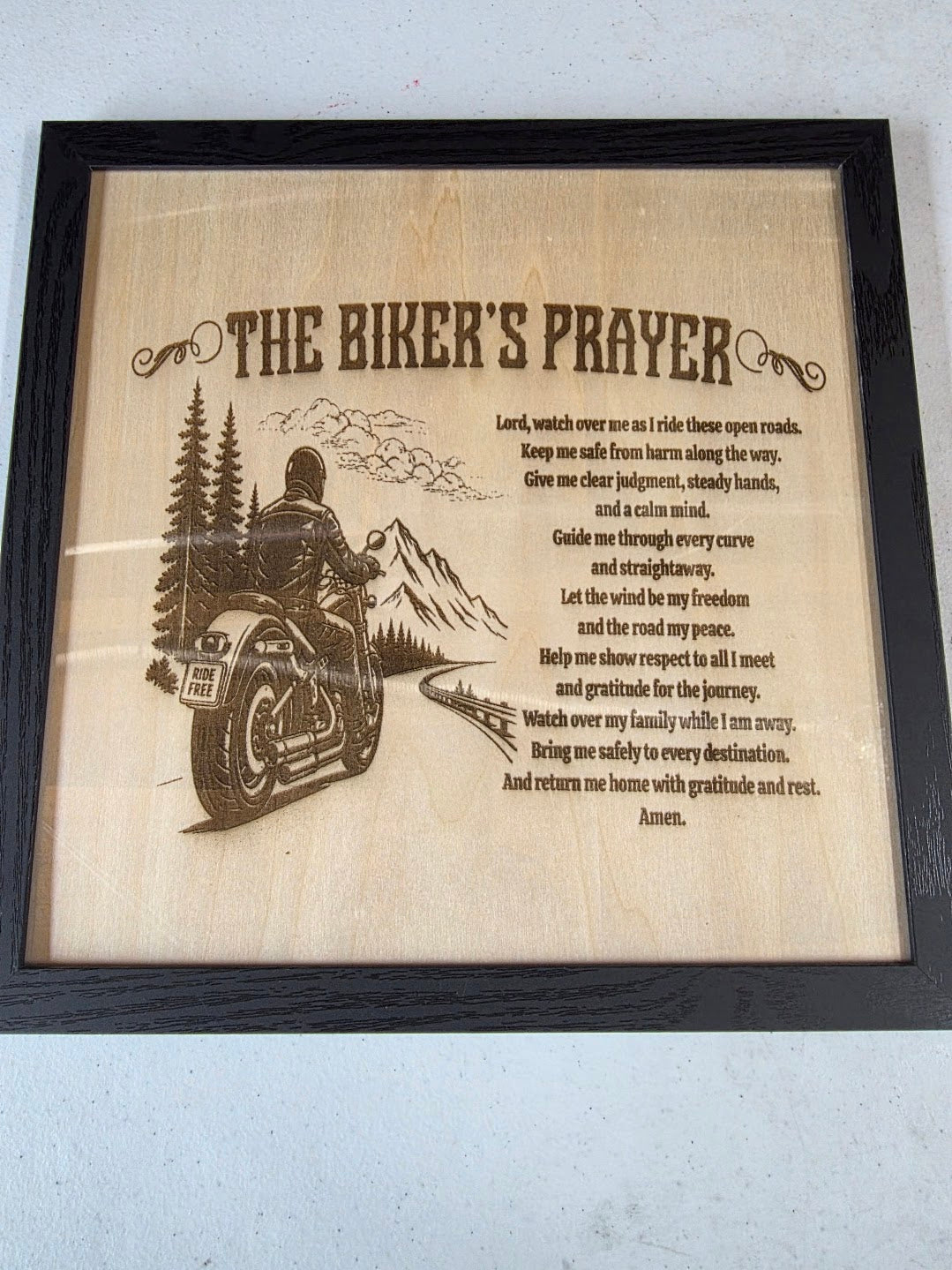 JNS 3D Laser engraved picture bikers' prayer