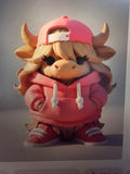 JNS 3D Hiland cow figurine rapper "minnie"